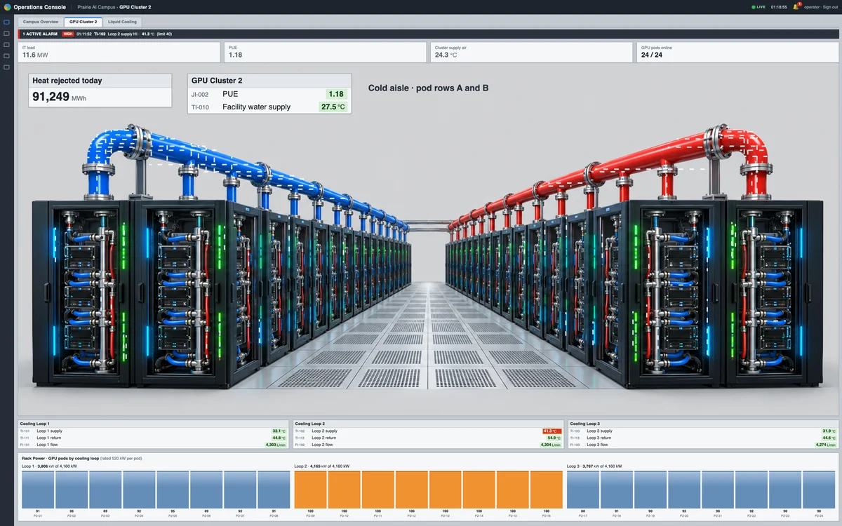 AI data center · GPU cluster liquid cooling